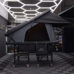 Escapade V4 Pioneer hardshell rooftop tent mounted on 4WD